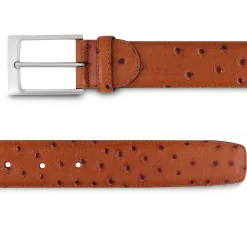 LodinG Ceinture homme en cuir façon autruche gold Armagnac Shop