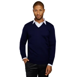 LodinG Pull col v 100% pure laine Mérinos Marine Cheap